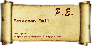 Peterman Emil névjegykártya